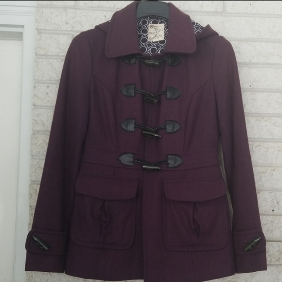 GUC Tulle Anthropologie Purple Toggle Pea Coat XS - Picture 2 of 7